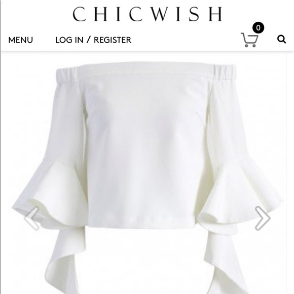 Chicwish Tops - White- Off the shoulder top with frilling sleeves
